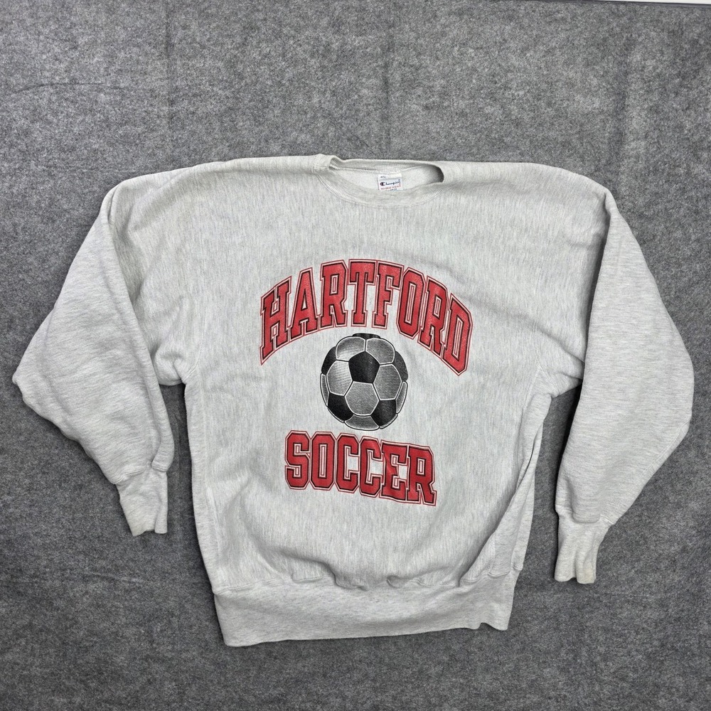 Champion Reverse Weave Hartford Soccer Sweatshirt Mens XL Gray Graphic Crewneck